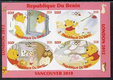 Benin 2009 Pooh Bear & Olympics #02 imperf sheetlet containing 4 values unmounted mint. Note this item is privately produced and is offered purely on its thematic appeal