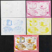 Benin 2009 Pooh Bear & Olympics #02 sheetlet containing 4 values, the set of 5 imperf progressive proofs comprising the 4 individual colours plus all 4-colour composite, unmounted mint