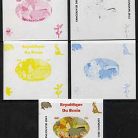 Benin 2009 Pooh Bear & Olympics #02 individual deluxe sheet the set of 5 imperf progressive proofs comprising the 4 individual colours plus all 4-colour composite, unmounted mint