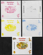 Benin 2009 Pooh Bear & Olympics #02 individual deluxe sheet the set of 5 imperf progressive proofs comprising the 4 individual colours plus all 4-colour composite, unmounted mint