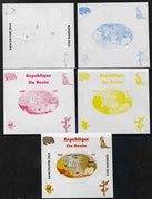 Benin 2009 Pooh Bear & Olympics #06 individual deluxe sheet the set of 5 imperf progressive proofs comprising the 4 individual colours plus all 4-colour composite, unmounted mint