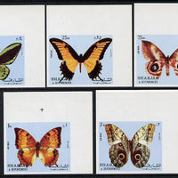 Sharjah 1972 Butterflies imperf set of 5 unmounted mint (Mi 1018-22B)