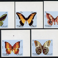 Sharjah 1972 Butterflies imperf set of 5 unmounted mint (Mi 1018-22B)