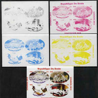 Benin 2009 Disney's 101 Dalmations & Olympics #01 sheetlet containing 4 values, the set of 5 imperf progressive proofs comprising the 4 individual colours plus all 4-colour composite, unmounted mint
