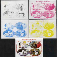Benin 2009 Disney's 101 Dalmations & Olympics #02 sheetlet containing 4 values, the set of 5 imperf progressive proofs comprising the 4 individual colours plus all 4-colour composite, unmounted mint