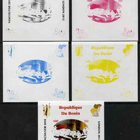 Benin 2009 Disney's 101 Dalmations & Olympics #02 individual deluxe sheet the set of 5 imperf progressive proofs comprising the 4 individual colours plus all 4-colour composite, unmounted mint