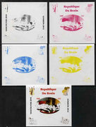 Benin 2009 Disney's 101 Dalmations & Olympics #02 individual deluxe sheet the set of 5 imperf progressive proofs comprising the 4 individual colours plus all 4-colour composite, unmounted mint