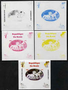 Benin 2009 Disney's 101 Dalmations & Olympics #05 individual deluxe sheet the set of 5 imperf progressive proofs comprising the 4 individual colours plus all 4-colour composite, unmounted mint
