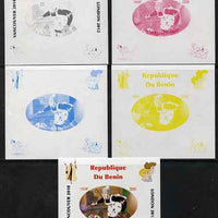 Benin 2009 Disney's 101 Dalmations & Olympics #08 individual deluxe sheet the set of 5 imperf progressive proofs comprising the 4 individual colours plus all 4-colour composite, unmounted mint