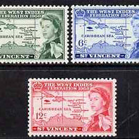 St Vincent 1958 British Caribbean Federation set of 3 unmounted mint SG 201-3