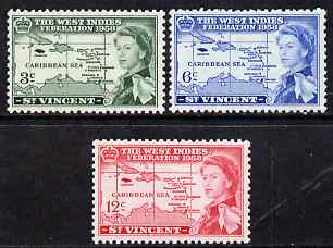 St Vincent 1958 British Caribbean Federation set of 3 unmounted mint SG 201-3