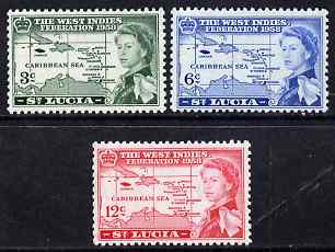 St Lucia 1958 British Caribbean Federation set of 3 unmounted mint SG 185-7