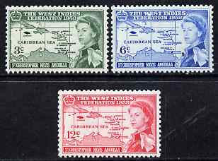 St Kitts-Nevis 1958 British Caribbean Federation set of 3 unmounted mint SG 120-2
