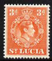 St Lucia 1938-48 KG6 3d orange perf 14.5 x 14 unmounted mint SG 133