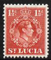 St Lucia 1938-48 KG6 1.5d scarlet perf 12.5 unmounted mint SG 130a