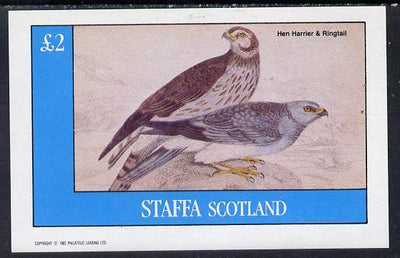 Staffa 1982 Birds of Prey #09 (Hen Harrier & Ringtail) imperf deluxe sheet (£2 value) unmounted mint