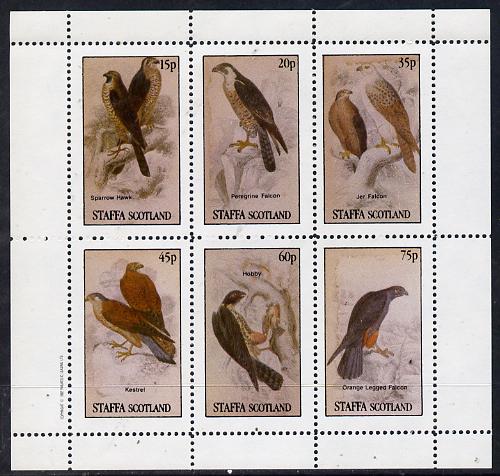Staffa 1982 Birds of Prey #10 (Sparrow Hawk, Falcons etc) perf set of 6 values (15p to 75p) unmounted mint