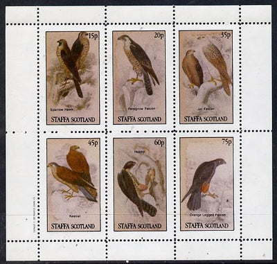 Staffa 1982 Birds of Prey #10 (Sparrow Hawk, Falcons etc) perf set of 6 values (15p to 75p) unmounted mint