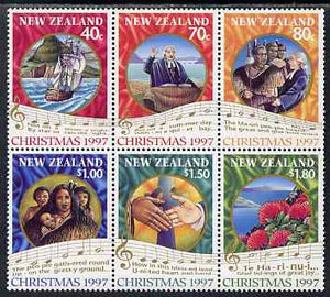 New Zealand 1997 Christmas perf se-tenant block of 6 unmounted mint, SG 2097-2102