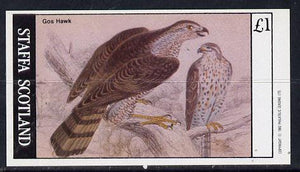 Staffa 1982 Birds of Prey #10 (Gos Hawk) imperf souvenir sheet (£1 value) unmounted mint