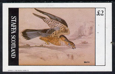 Staffa 1982 Birds of Prey #10 (Merlin) imperf deluxe sheet (£2 value) unmounted mint