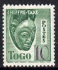 Togo 1940 Postage Due 10c Native Mask unmounted mint unissued without RF similar to SG D152