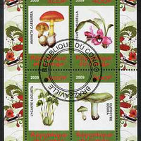 Congo 2009 Fungi & Orchids #1 perf sheetlet containing 4 values cto used
