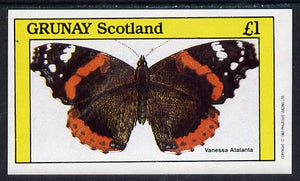 Grunay 1982 Butterflies (Vanessa Atalanta) imperf souvenir sheet (£1 value) unmounted mint