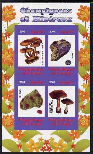 Congo 2009 Fungi & Minerals #1 imperf sheetlet containing 4 values unmounted mint