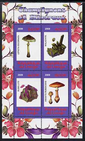 Congo 2009 Fungi & Minerals #2 perf sheetlet containing 4 values unmounted mint