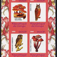 Congo 2009 Fungi & Owls #2 imperf sheetlet containing 4 values unmounted mint