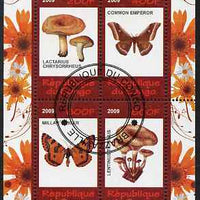 Congo 2009 Fungi & Butterflies #1 perf sheetlet containing 4 values cto used
