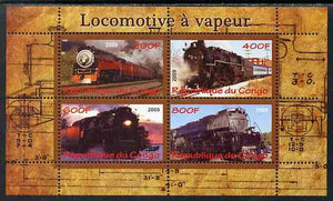 Congo 2009 Steam Locomotives #1 perf sheetlet containing 4 values unmounted mint