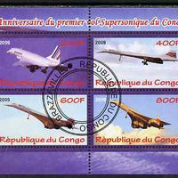 Congo 2009 40th Anniversary of First Concorde Flight perf sheetlet containing 4 values cto used