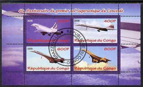 Congo 2009 40th Anniversary of First Concorde Flight perf sheetlet containing 4 values cto used