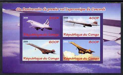 Congo 2009 40th Anniversary of First Concorde Flight imperf sheetlet containing 4 values unmounted mint