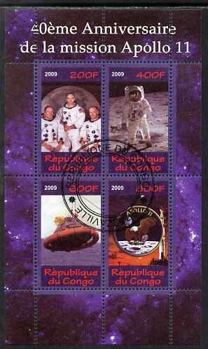 Congo 2009 40th Anniversary of Apollo 11 perf sheetlet containing 4 values cto used