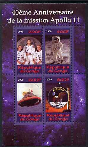 Congo 2009 40th Anniversary of Apollo 11 perf sheetlet containing 4 values unmounted mint