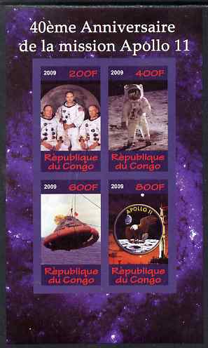 Congo 2009 40th Anniversary of Apollo 11 imperf sheetlet containing 4 values unmounted mint