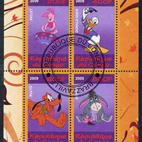 Congo 2009 The Magical World of Walt Disney #1 perf sheetlet containing 4 values cto used