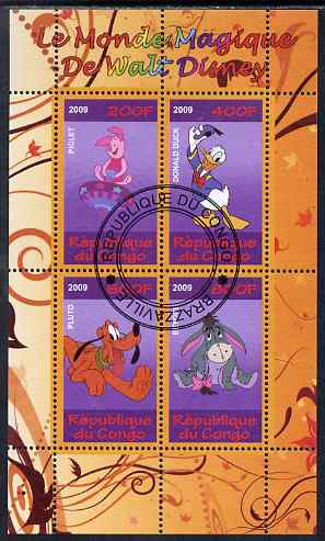 Congo 2009 The Magical World of Walt Disney #1 perf sheetlet containing 4 values cto used