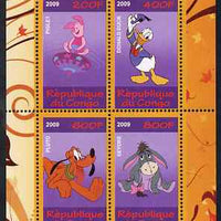 Congo 2009 The Magical World of Walt Disney #1 perf sheetlet containing 4 values unmounted mint
