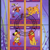 Congo 2009 The Magical World of Walt Disney #4 perf sheetlet containing 4 values cto used