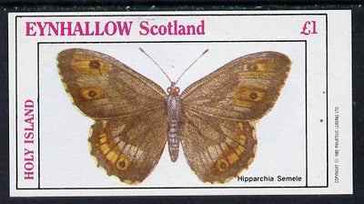 Eynhallow 1982 Butterflies (Hipparchia Semele) imperf souvenir sheet (£1 value) unmounted mint