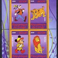 Congo 2009 The Magical World of Walt Disney #4 perf sheetlet containing 4 values unmounted mint