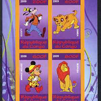 Congo 2009 The Magical World of Walt Disney #4 imperf sheetlet containing 4 values unmounted mint