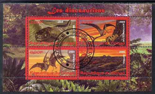 Congo 2009 Dinosaurs #1 perf sheetlet containing 4 values cto used