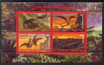 Congo 2009 Dinosaurs #1 perf sheetlet containing 4 values unmounted mint