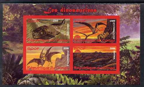 Congo 2009 Dinosaurs #1 imperf sheetlet containing 4 values unmounted mint