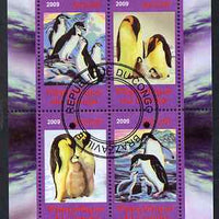 Congo 2009 Penguins perf sheetlet containing 4 values cto used